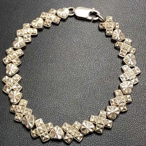 1855 Beverly Hills silver 925 sterling X Heart link bracelet 7" 14 gram